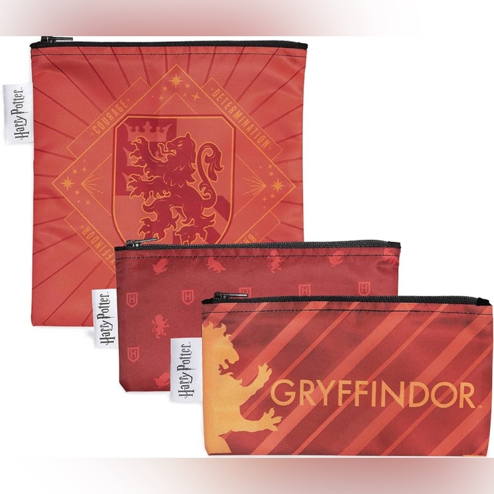 Bumkins Reusable Sandwich & Snack Washable Cloth Bag 3pk Harry Potter Gryffindor